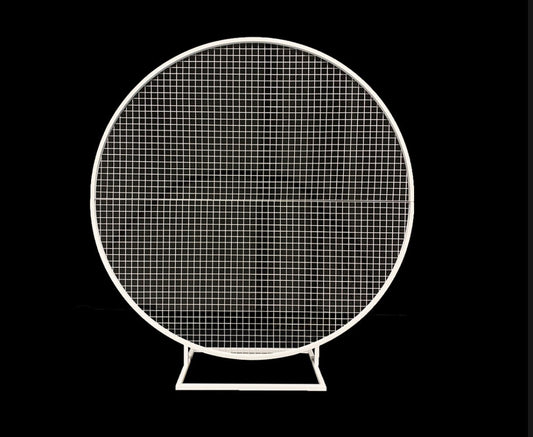 Round White Mesh Backdrop Hire